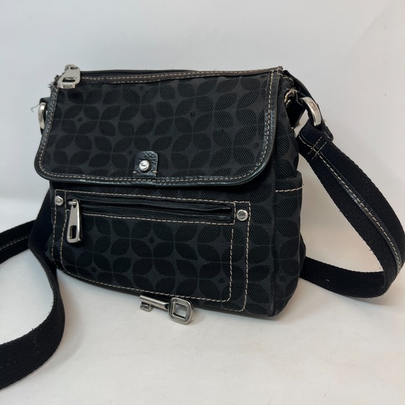 Fossil Handbags - FOSSIL Marlowe Black Fabric Crossbody Purse Pockets‎ Key Charm